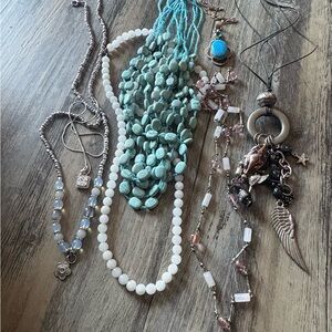 Necklace Lot. Turquoise, Quartz, and Moonstone.
